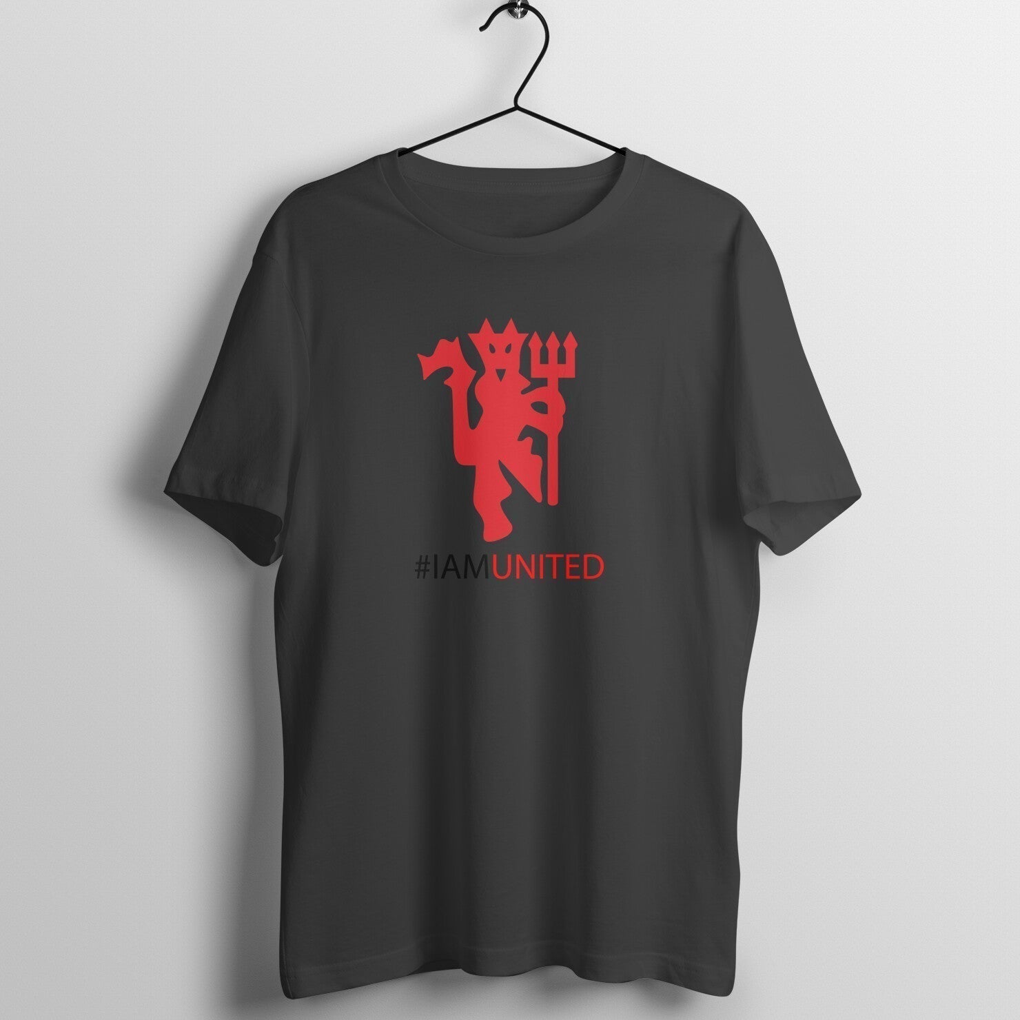 I Am United Devil Design Black Football T-Shirt