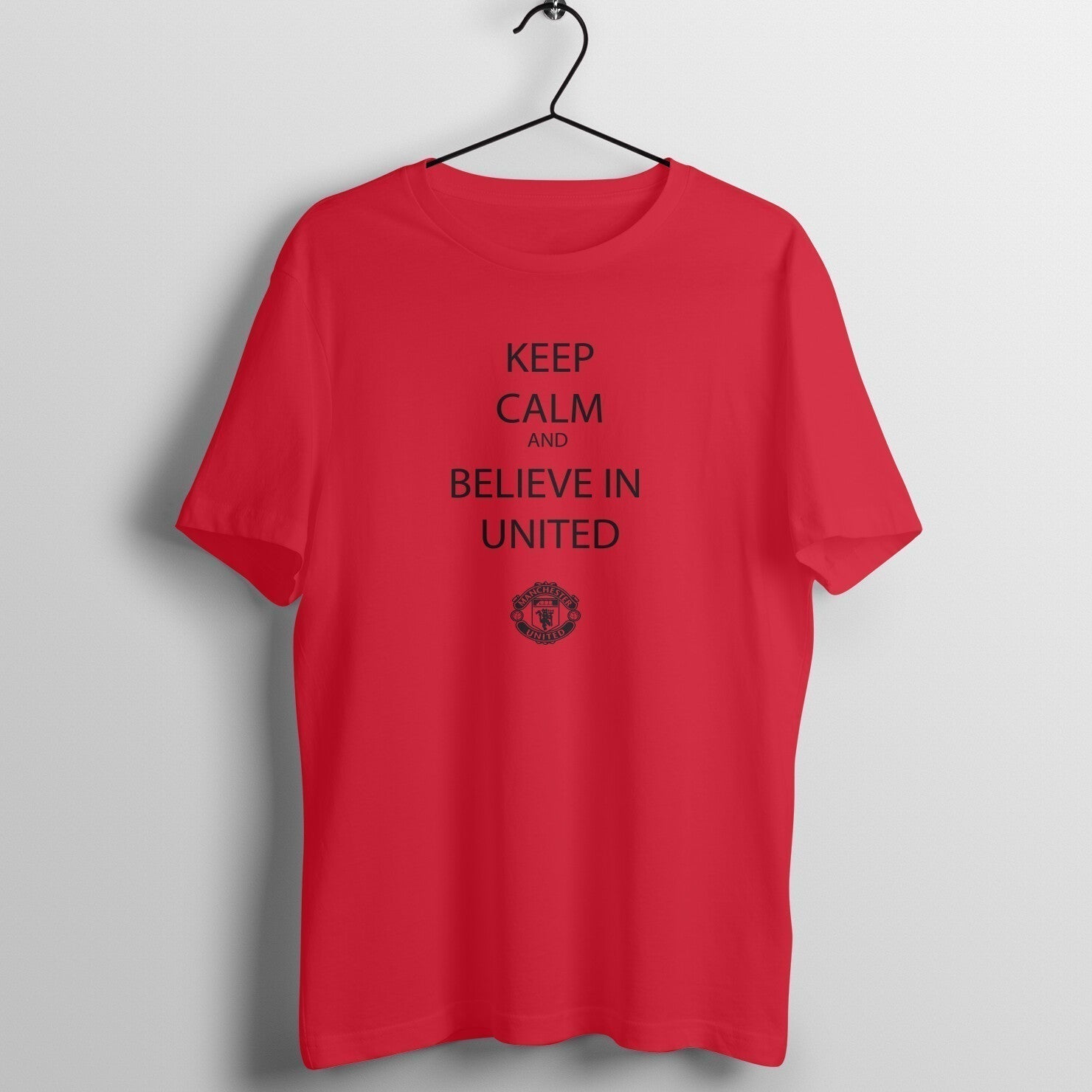 Keep Calm And Believe in United Design Red T-Shirt