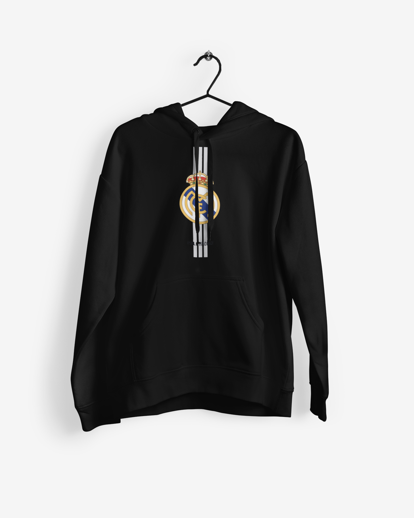 Real Madrid Logo Design Black Football Hoodie