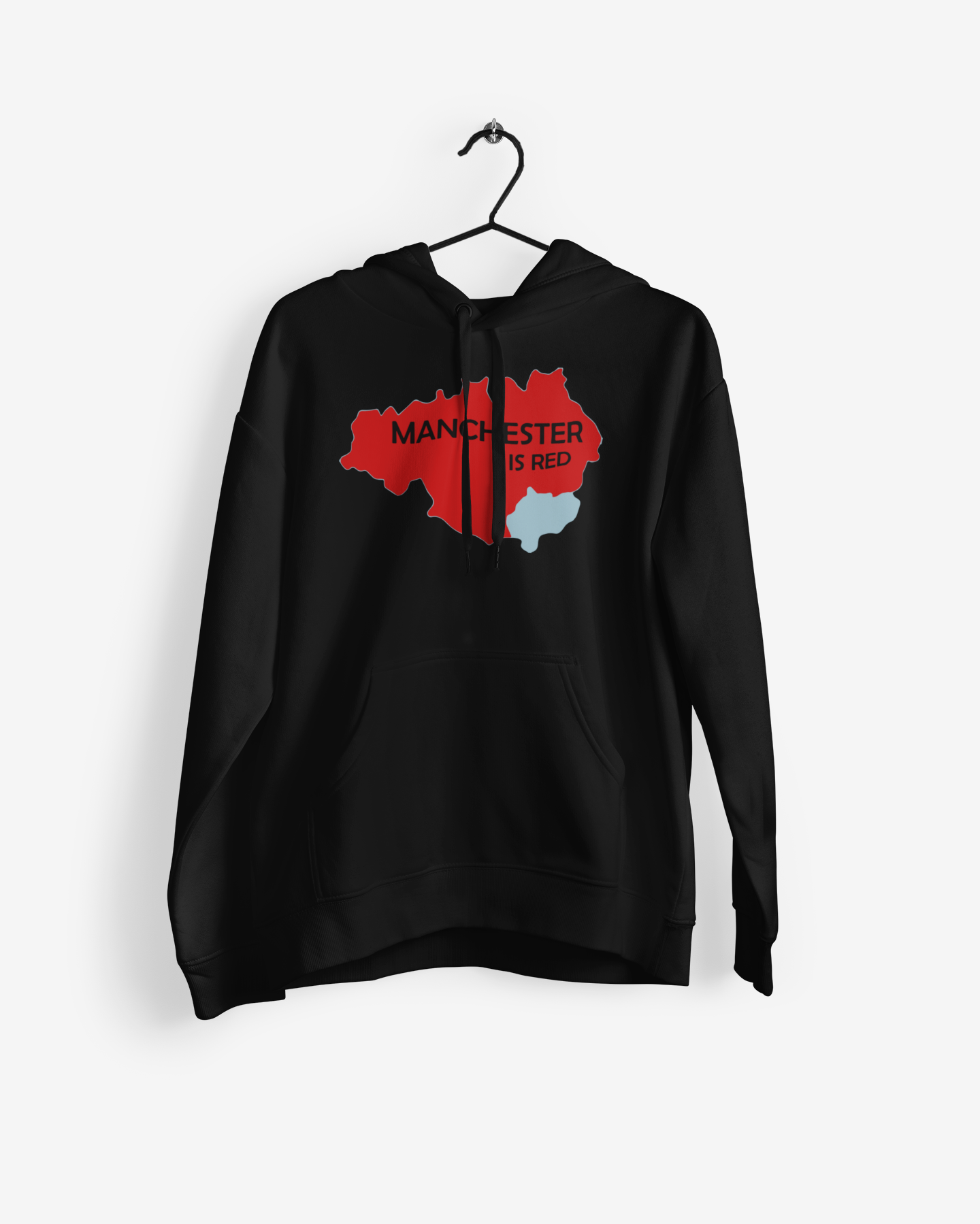 Manchester is Red Design Black Football Hoodie